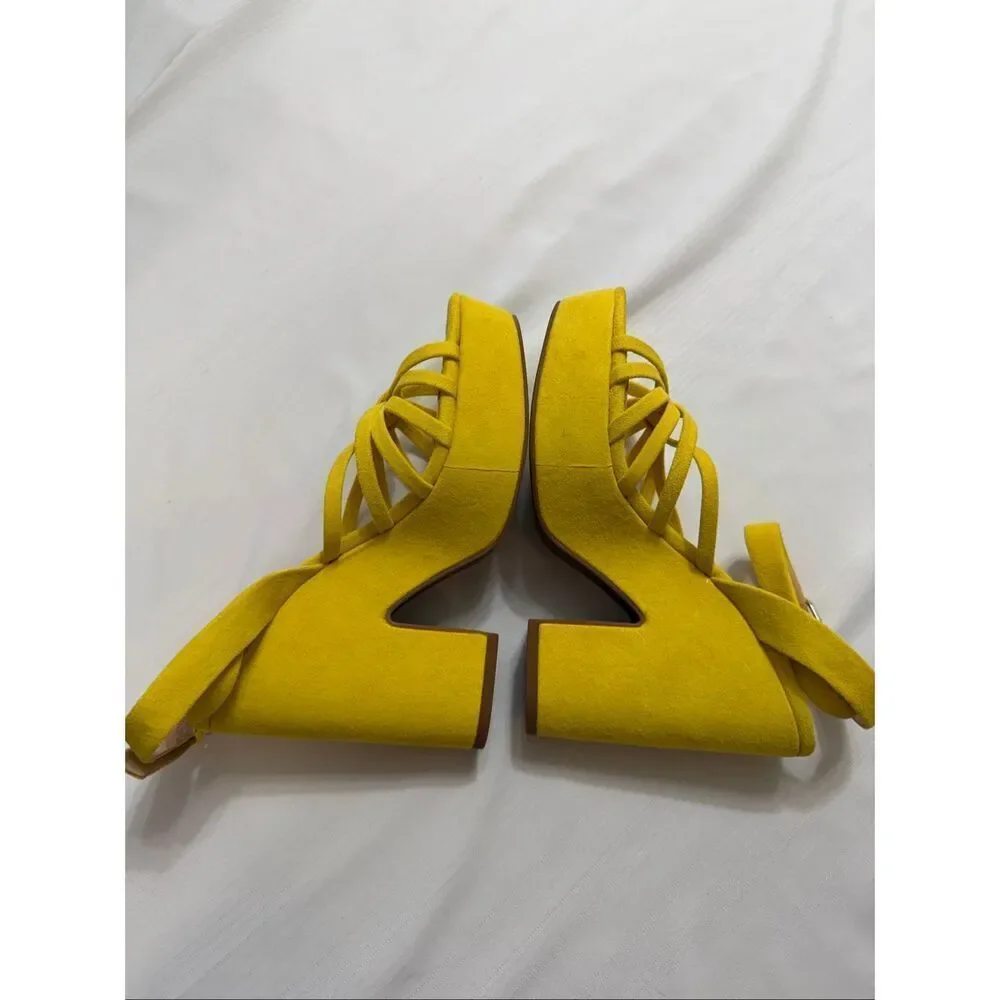 Kate Spade Glenn Strappy Yellow Platform Sandals Heels Size 6 M New NIB